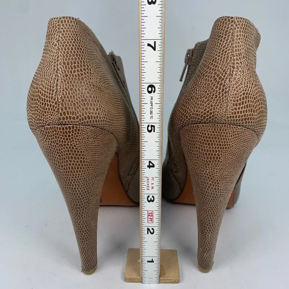 Badgley Mischka‎ Womens 10 Zip Ankle Boots Booties Boho Stiletto Pin Up Leather